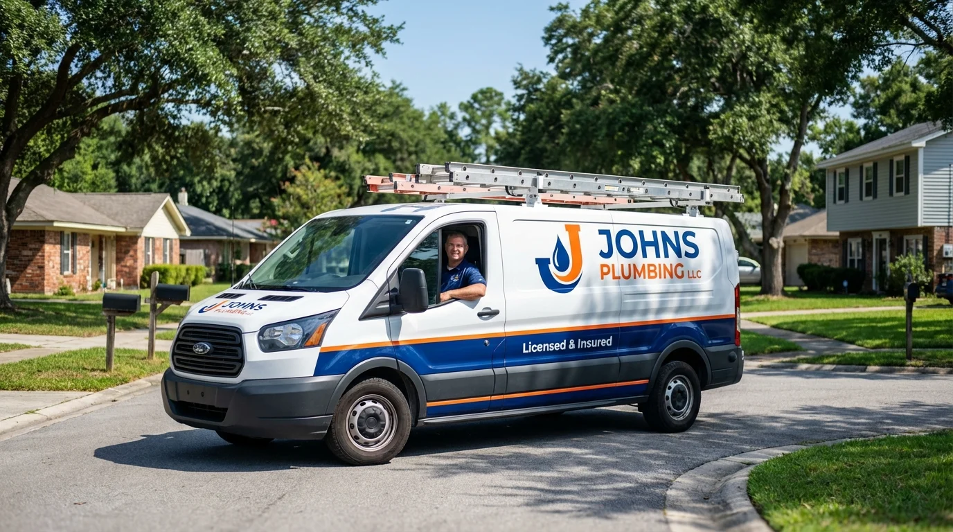 Johns Plumbing LLC service van in Shamrock, TX