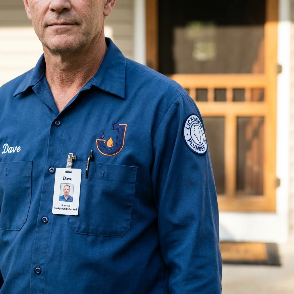 Licensed plumber showing ID badge in Shamrock, TX