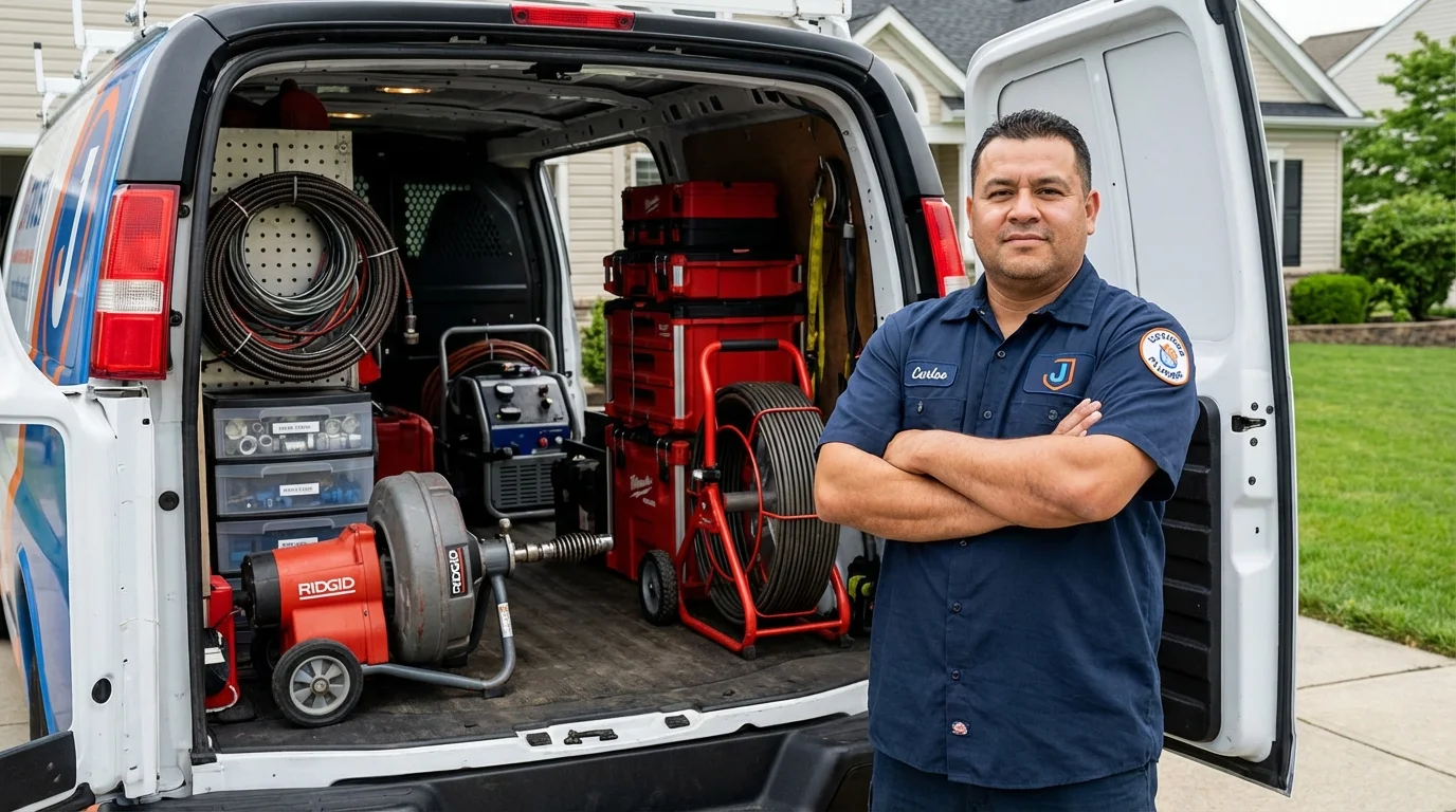 Professional drain cleaning equipment and Johns Plumbing LLC plumber in Shamrock
