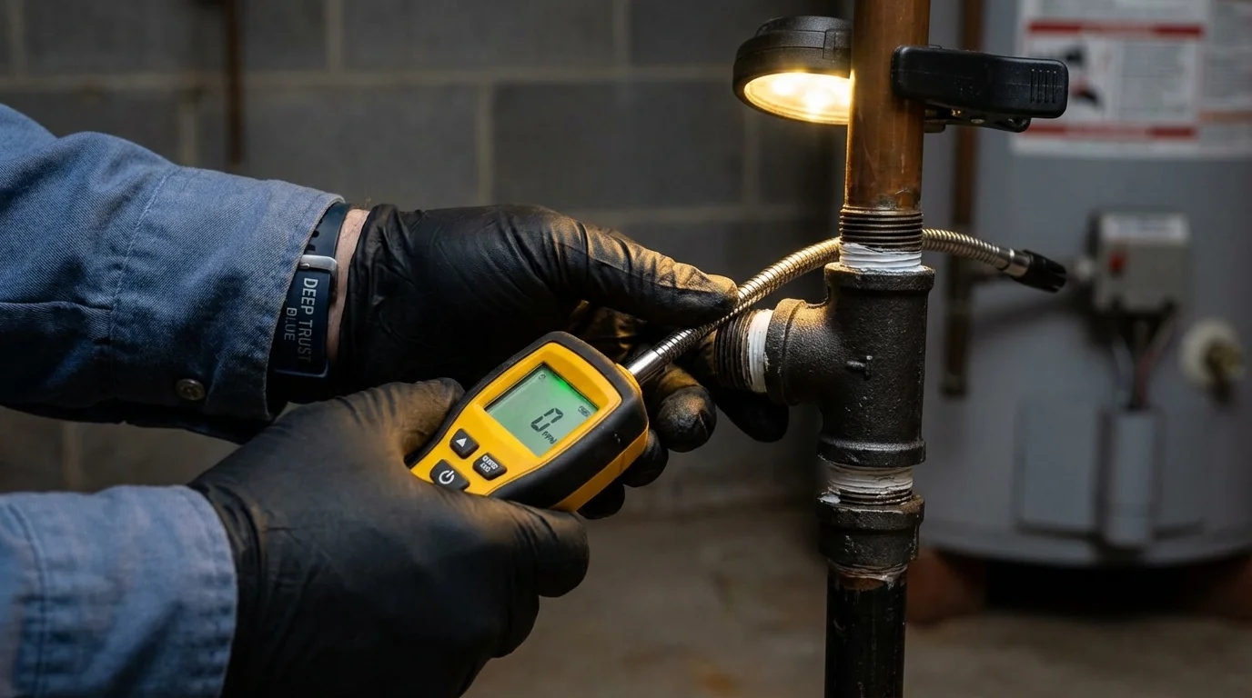 Gas leak detection with electronic sniffer by Johns Plumbing LLC in Shamrock